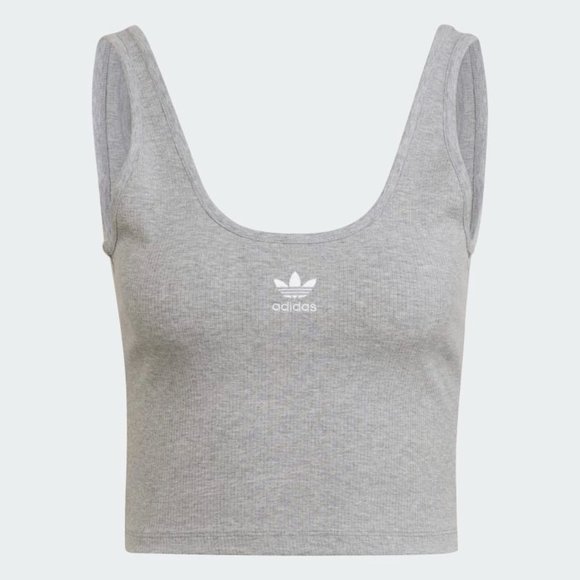 NWT Women's Adidas Originals Adicolor Essentials Rib Tank Top Gray - Picture 4 of 4
